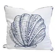 Fan Shell 45cm Cushion Throw Pillow Square Home/Room Sofa Bed Decor White/Blue