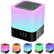Bedside Lamp with Alarm Clock Bluetooth Lapplier Night Light Bluetooth Lapplier Dimmable RGB Color Changing LED Wireless Speaker Mood Light