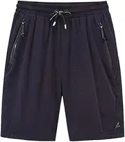 [FZVYD] Mens Athletic Shorts Quick Dry Lightweight Running Shorts Workout Training Gym Drawstring Mesh Shorts Zipper Pockets