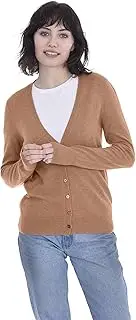 [Cashmeren] V-Neck Cardigan Sweater 100% Cashmere Button Front Long Sleeve Pullover for Women