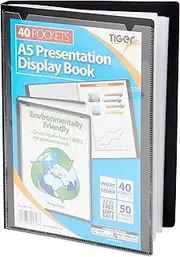 Tiger 301718 40 A5 Pocket Presentation Display Book - Black,Medium