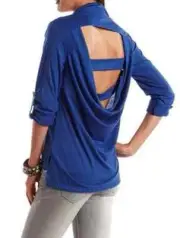 Studded Collar Open-Back Top