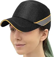 EviKoo Safety Bump Sports Caap | Shock Absorption Mesh Ball Caap | Baseball Bump Caaps | Wide Angle Head Protection Hats for Men Women Running Cycling Baseball Golf Black