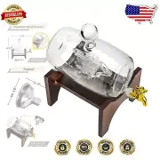 Artisan 40oz Whiskey Barrel Decanter with Lid and Wooden Stand - Timeless Gift