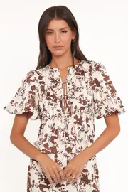 [PUP14] Winslet Top - Brown Floral XS