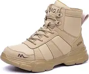 [LIWEGHT] Safety Boot Shoes for Men Women Slip Resistant Steel Cap Boot Shoes Steel Toe Work Boot Lightweight Comfortable Safety Shoe Boot for Industrial, Construction Brown