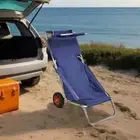 Beach Trolley with Wheels Portable Foldable Blue Folding Pool Chair Cart vidaXL