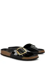 Birkenstock Madrid Glossed Leather Sliders - Black - 4 4