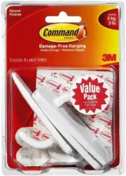 Command Large Utility Hook, White, 9-Hooks