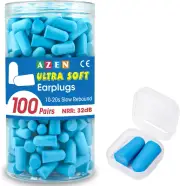 AZEN 100 Pairs Ear Plugs Bulk, NRR 32Db Soft Foam Ear Plugs for Sleeping Noise
