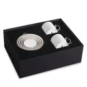 L'Objet Perlee Platinum Trim Espresso Cup & Saucer, Set of 2