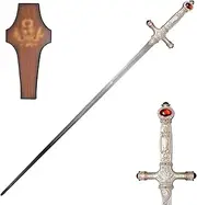 COSWOR 31.5" Stainless Steel Goblins Sword with White Ruby Handle for Gift, Cosplay, Collection