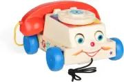 Classics Retro Chatter Phone Classic Roll-Along Pull-Toy Friendly Face Quite Bit