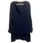 ELOQUII Tunic Blouse Hi-Low Plus Size 22 Blue Semi Sheer Long Sleeve V-Neck New