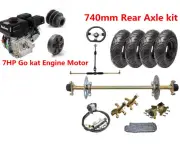 740mm Rear Axle kit+ 6" Wheels+ 7HP Engine Motor + Front Steering Go kart ATV