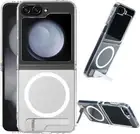 Galaxy Z Flip 6 Magnetic Case Clear MagSafe Built-in 2-Way Kick Stand Slim Fit