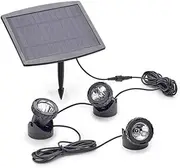 Pontec PondoSolar LED Set of 3, Lighting Set 3 LED Bulbs with Solar Panel, Pond Lighting, Garden Lighting