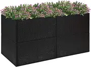 Raised Garden Bed, Elevated Planter Box Plant Container Black 157x80x80 cm Poly Rattan