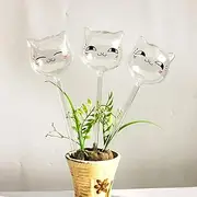 Paifeancodill 3 Pcs Plant Waterer, Self Watering Spikes, Self Watering Globes, Plant Watering Globes, Cat Shape Glass Automatic Watering Bulbs, Self-Watering Device for Indoor/Outdoor Plants (3 Cats)