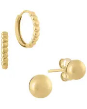 Pajure Fine Jewelry 14K Hoops & Studs Set