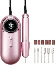 Labymos Electric Nail Drill Polish Kit Nail Drill Machine Kit 30000RPM Nail Drill Pen Nail File Mani Pedi Tool 6 Drill Bits Sanding Bands for Home Salon Use