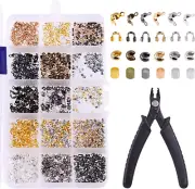 1501Pcs 4 Styles 6 Colors Brass Tube Crimp Beads Crimp Bead Knot Cover Wire Guar