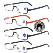 Half Moon Rimless Reading Glasses Spring Hinges Readers 1.0 1.5 2.0 2.5 3.0 3.5
