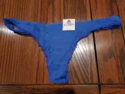NWT B TEMPT'D by WACOAL THONG PANTIES cotton/modal w LACE 976256 462 COBALT XL