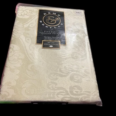 Kemp & Beatley Fine Fabric Tablecloth 60 X 84 Oval Ivory Color Stunning New