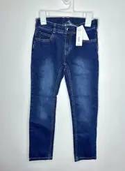 Jacadi Paris Jeans Boys Size 8 Slim Adjustable Waist Skinny Dark Wash Denim