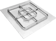 Onlyfire Stainless Steel Square Fire Pit Flat Pan with Burner Ring Assembly 24"