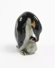 Hand Painted Miniature Penguin with baby figurine (Tiny)