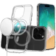 For iPhone 16 PRO MAX Case Magnetic Circle Slim Fit Clear Cover + Tempered Glass