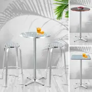 Gardeon 3 Piece Outdoor Bar Table Patio Setting Aluminium Stools