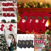Christmas Stocking Red Knit Alphabet Letters Stocking Xmas Tree Hanging Pendants