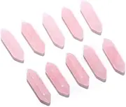 Wholesale 10 PCS Natural Rose Quartz Point Hexagonal Healing Reiki Stone Pendant Bulk for Jewelry Making