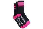 12 Pairs X Hard Yakka Womens Bamboo Work Socks Black/Pink