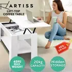 Artiss Coffee Table Lift Top Hidden Storage Space Laptop Table Shelf White