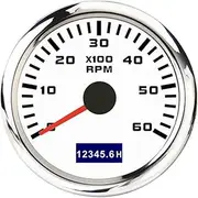 ZFGVGNMTYA 2'' 52mm Pointer Tachometer 6000 RPM Tachometer Gauge with Red Backlight for Car Motor Boat Yacht RV 12/24V Car Tachometer(6000-WS)