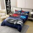 Natural Boys Police Car Bedding Set Queen Size,Kids Black Policeman Car