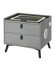 [Artiss] Smart Bedside Table with Wireless Charging in Grey