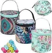 3Pcs Knitting Supplies Bag, Portable Foldable Yarn Storage Bag, Empty Yarn Drum Zippered Knitting Bag, 600D Oxford Cloth Small Travel Yarn Storage Organizer Case for Knitting Supplies