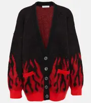 [Alessandra Rich] Alessandra Rich Embellished mohair-blend jacquard cardigan AU 10 black
