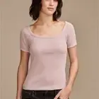 Lucky Brand Short Sleeve Rib Knit Top (Mauve Shadows) - Size Small