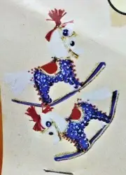 Walco Holiday ROCKING HORSE Vintage Sequin Bead Christmas Ornament Craft Kit NOS