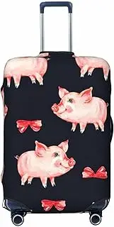 [CADREWY] Red Cute Piggy Print Travel Suitcase Cover Luggage Protector with Elastic Anti Scratch for Carry On, Black, Medium