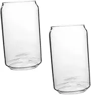 UTHCLO Elegant Ring-Pull Can Glass Cups 2pcs Storage Containers for Juice Soda