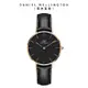 Daniel Wellington DW 手錶 Petite Sheffield 32mm爵士黑真皮皮革錶 DW00100168