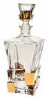Barski European Crystal-Square-Whiskey/Liquor Decanter-28oz-gold ice cube design