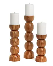 Tozai Set Of 3 Spheres Hand-Crafted Pillar Candleholders